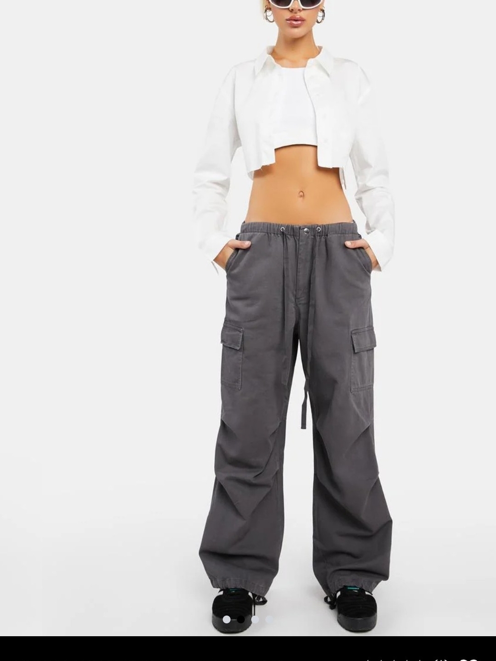 Wide Leg Cargo Pants in Burgundy Color